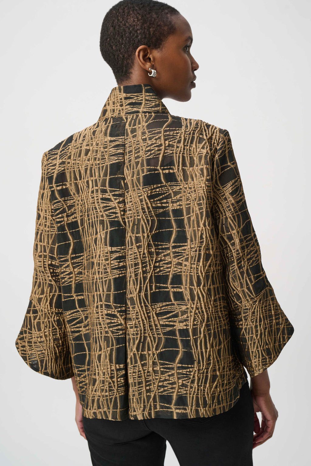 Chaqueta con estampado abstracto negro y oro 264127