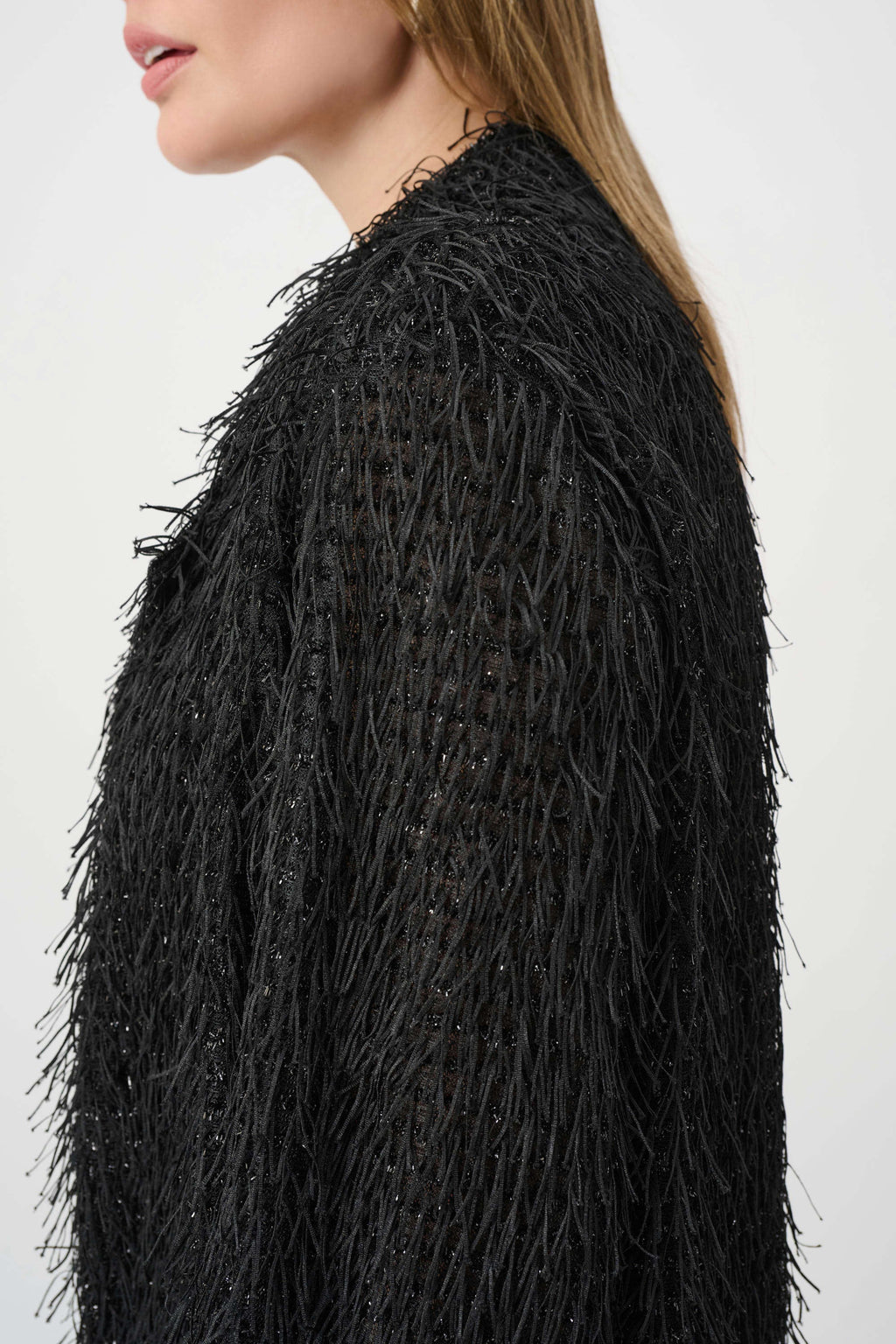 Blazer corto con flecos negro 264128