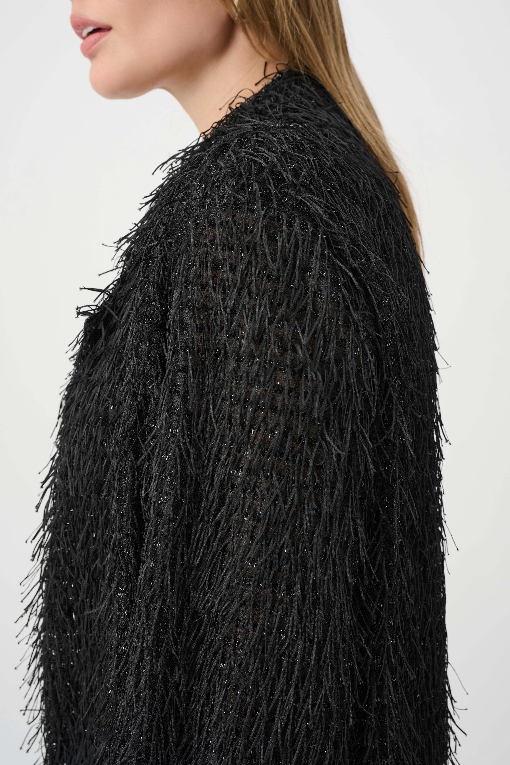 Blazer corto con flecos negro 264128