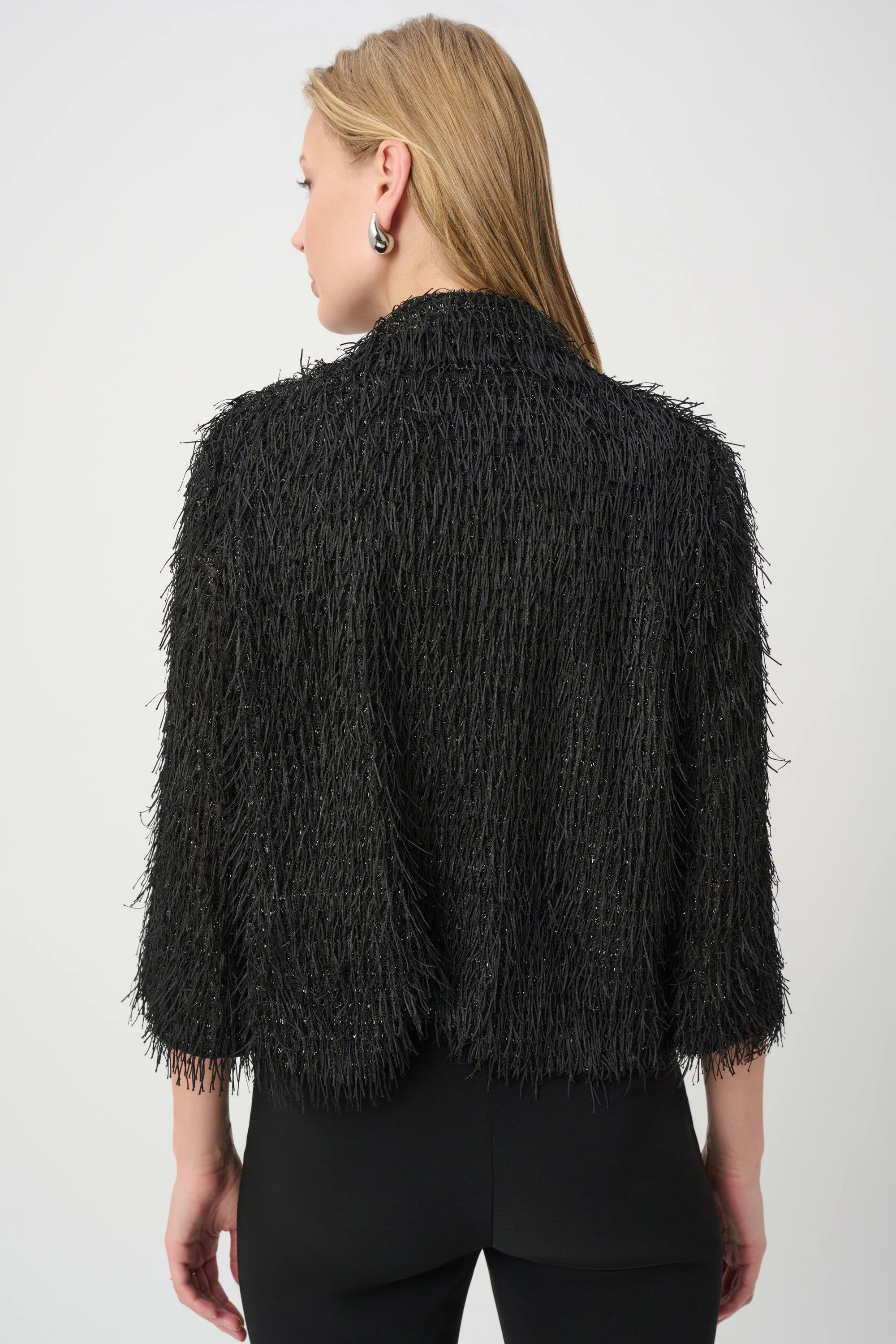 Blazer corto con flecos negro 264128