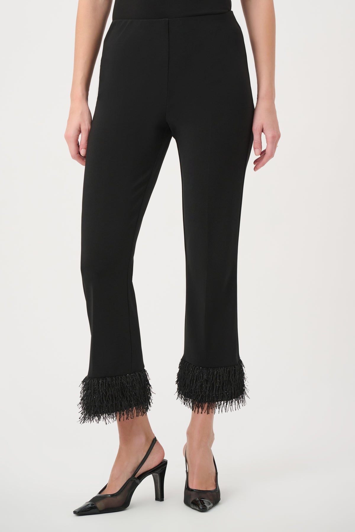 Pantalón acampanado con flecos negro 264157
