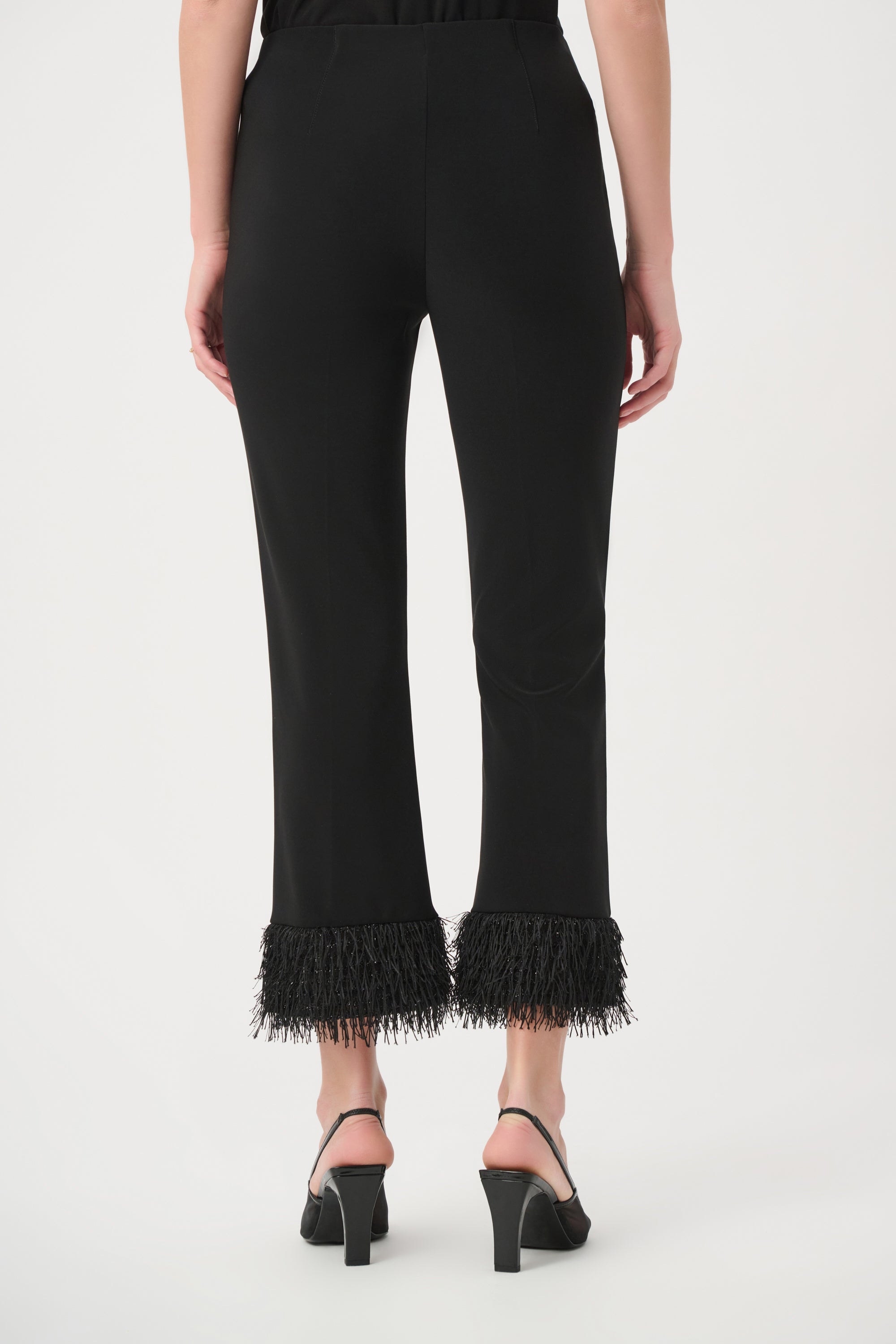 Pantalón acampanado con flecos negro 264157
