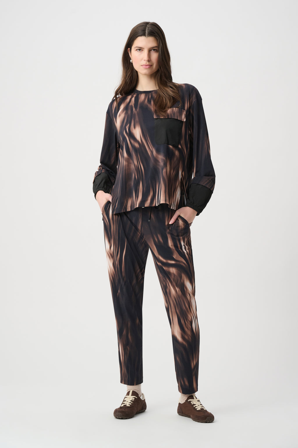 Top con mangas abullonadas animal print negro multicolor 264608