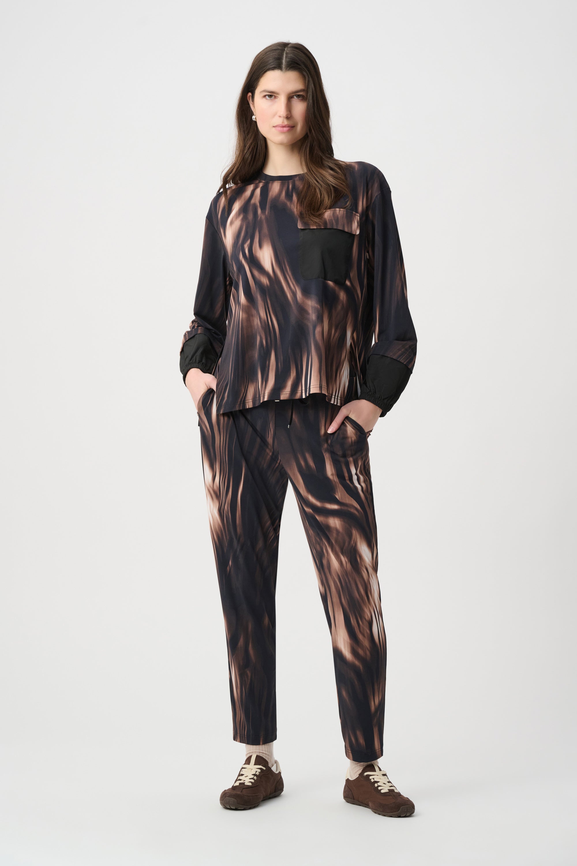 Top con mangas abullonadas animal print negro multicolor 264608