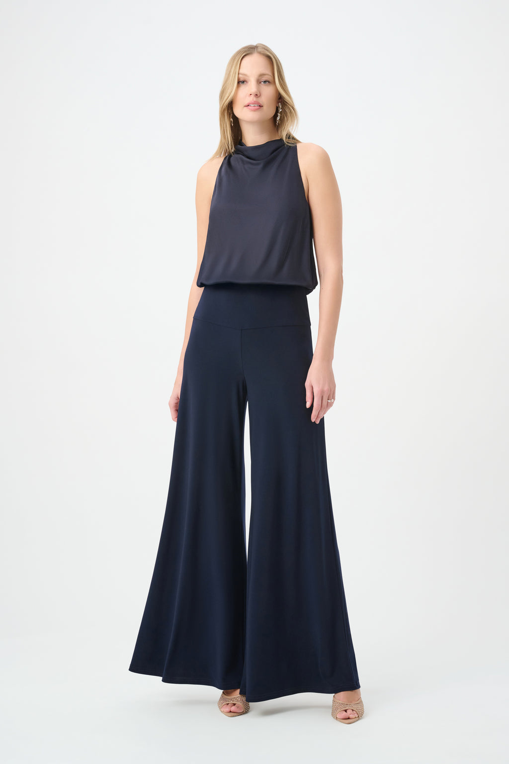 Jumpsuit con cuello halter azul marino 264728