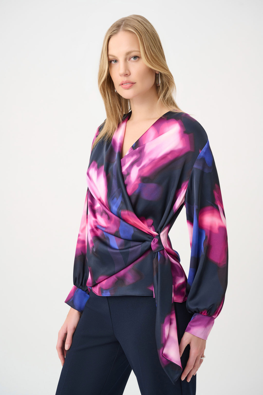 Top cruzado con estampado floral rosa y azul 264733