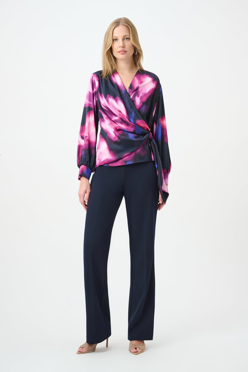 Top cruzado con estampado floral rosa y azul 264733