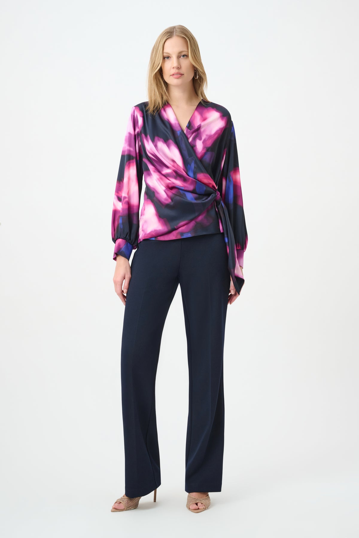 Top cruzado con estampado floral rosa y azul 264733