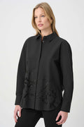 Blusa camisera bordada con botones negro 264904