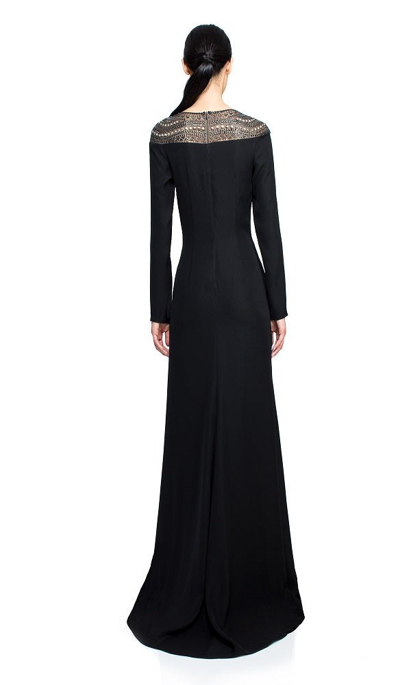 Vestido negro escote de corazon pronunciado con prederia ALG16643LQ DIBRA