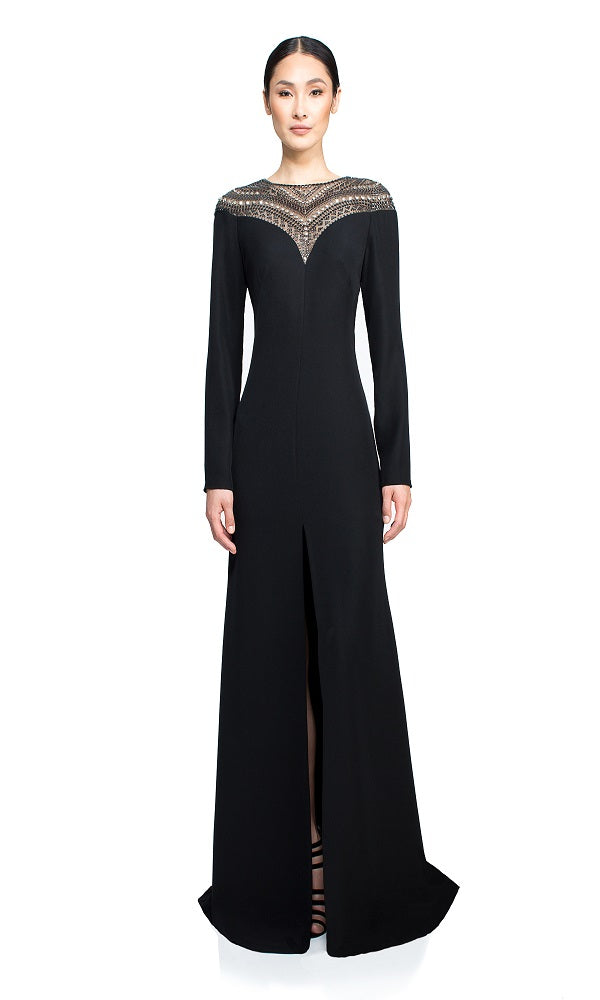 Vestido negro escote de corazon pronunciado con prederia ALG16643LQ DIBRA