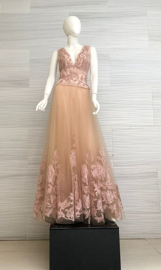 Vestido de tul rosa seco ATI17371L