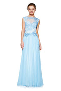 Vestido de gasa con escote diamante en espalda AVM17029L