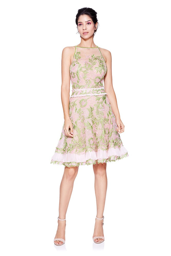 Vestido de tul bordado de flores AVN17069M