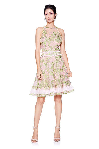 Vestido de tul bordado de flores AVN17069M