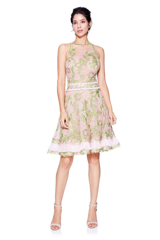 Vestido de tul bordado de flores AVN17069M