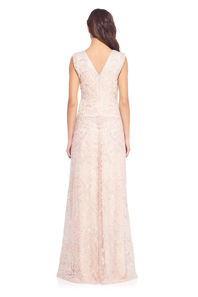 Vestido bordado con cordón plata AXH17228L