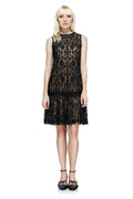 Vestido recto bordado negro AYY17555S