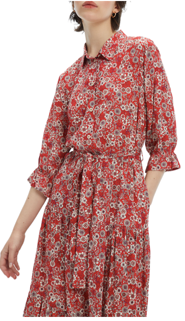 Vestido camisero de flores 238403