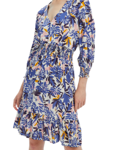 Vestido azul estampado plantas 238311