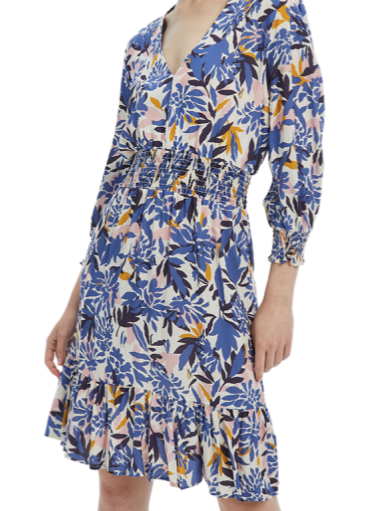 Vestido azul estampado plantas 238311