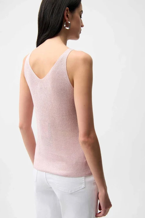 Blusa sin mangas metalizada con pedrería rosa suave 252915S2
