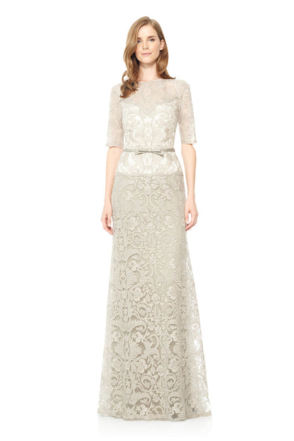 CORDED EMBROIDERY ON TULLE 3/4 SLEEVE GOWN ALX1224L-LATTP