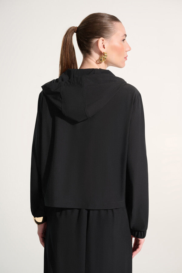 Chaqueta boxy con capucha negro 262621