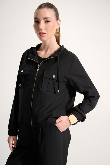 Chaqueta boxy con capucha negro 262621