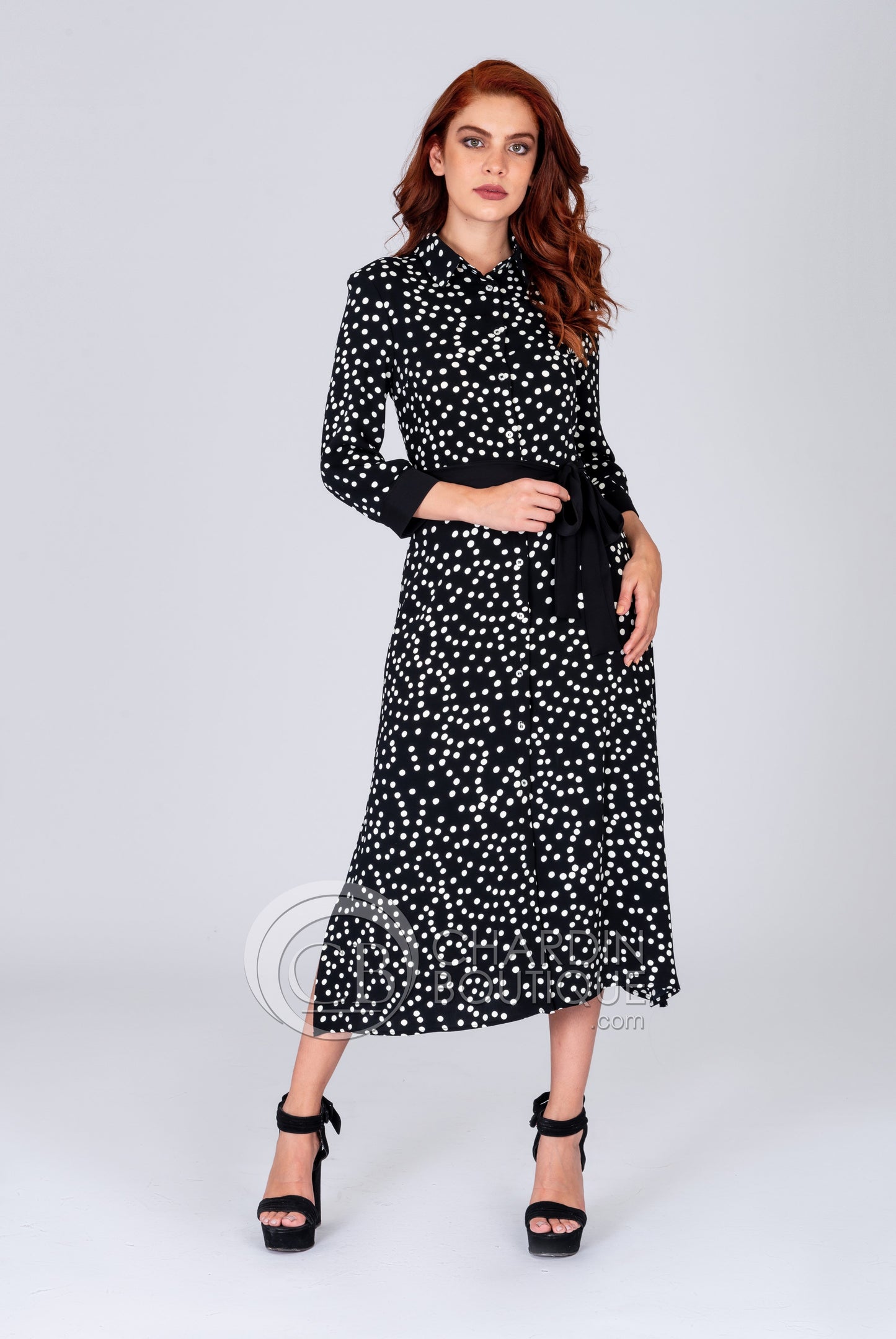 Vestido negro con puntos 201387 Joseph Ribkoff