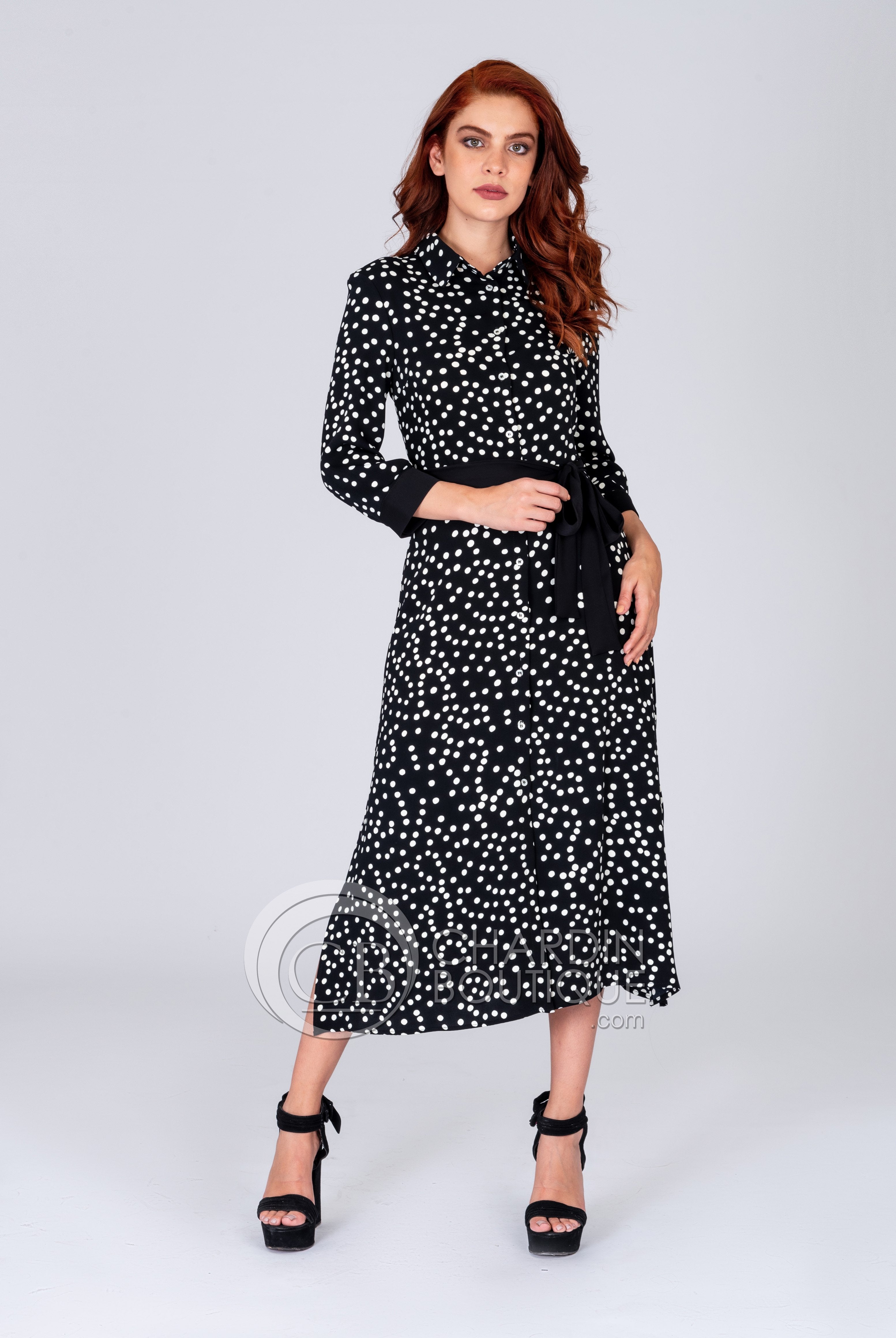 Vestido negro con puntos 201387 Joseph Ribkoff