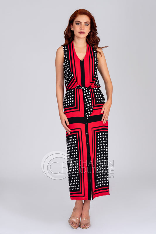 Vestido estampado rojo, negro y blanco 201462 Joseph Ribkoff