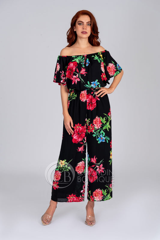 Jumpsuit negro con flores 201116 Joseph Ribkoff