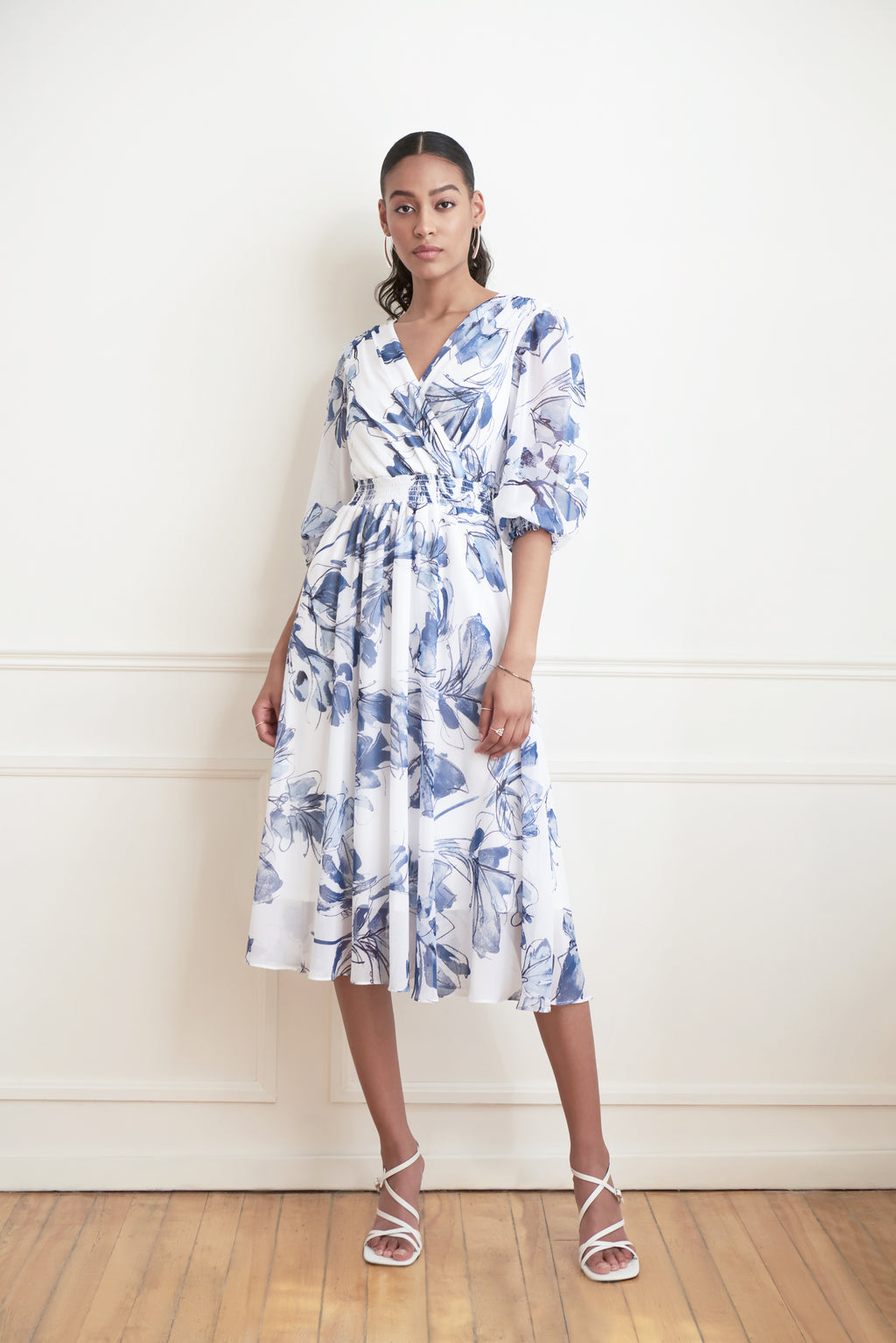Vestido blanco con flores 221344 Joseph Ribkoff