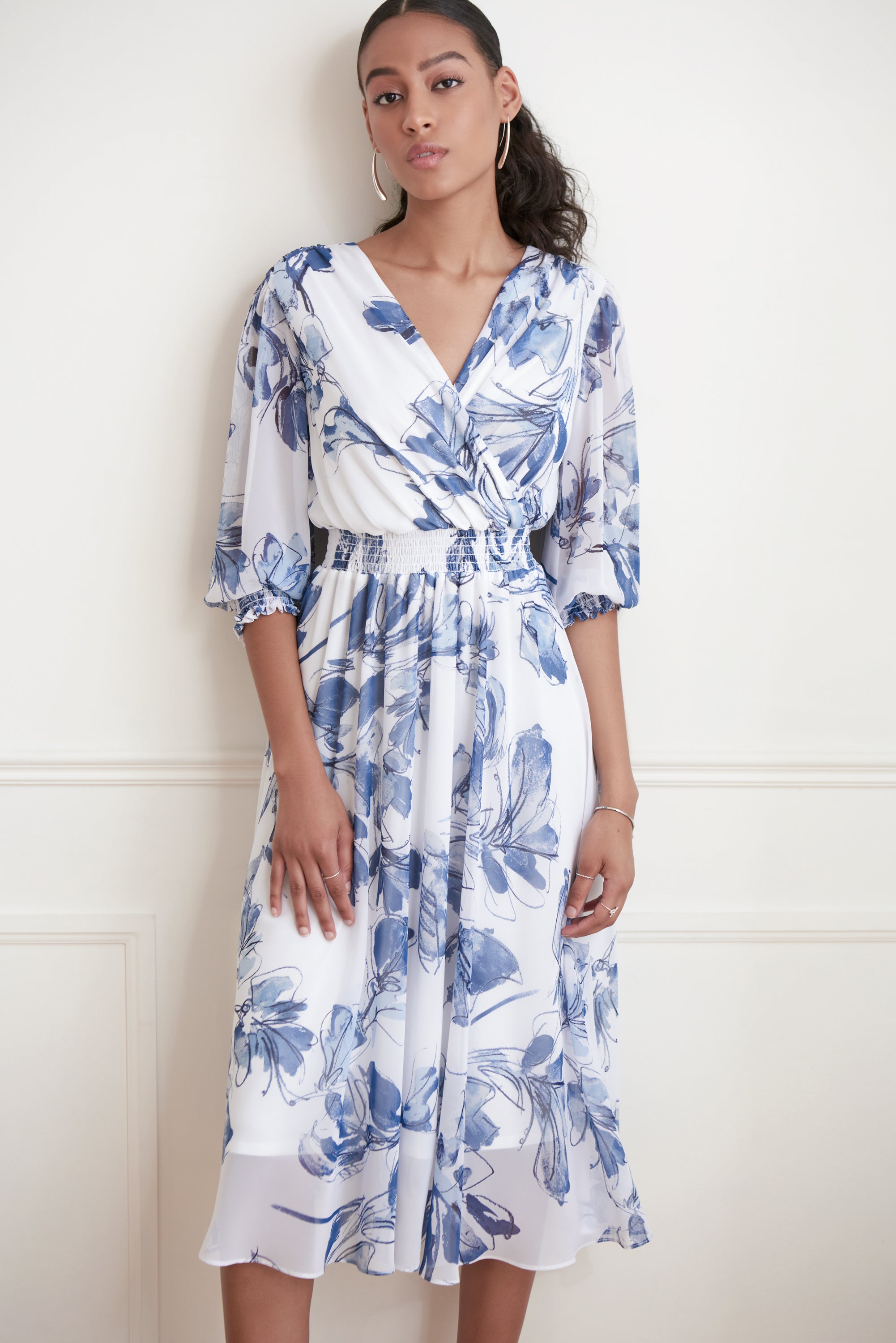 Vestido blanco con flores 221344 Joseph Ribkoff