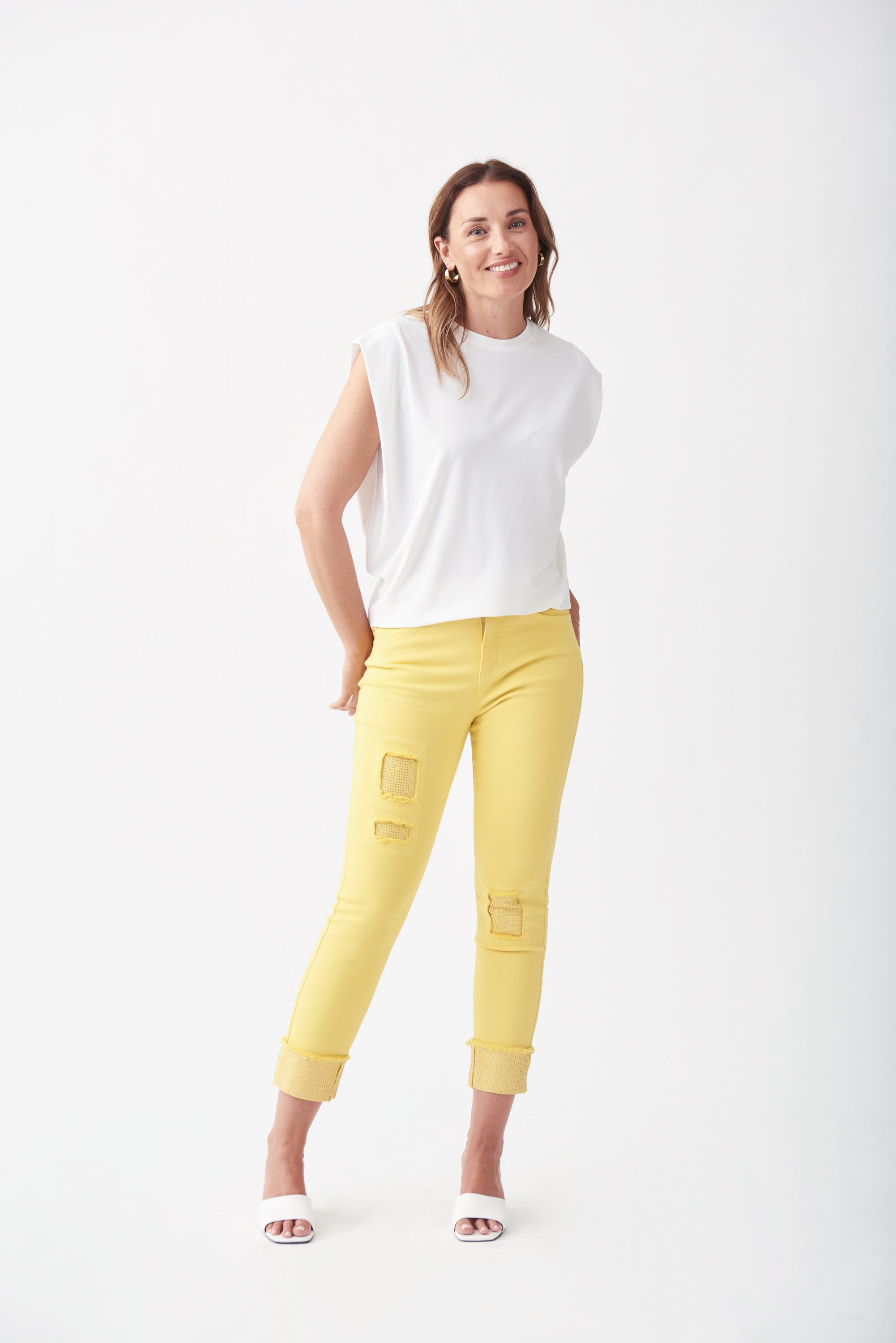 Jeans capri amarillo 221918