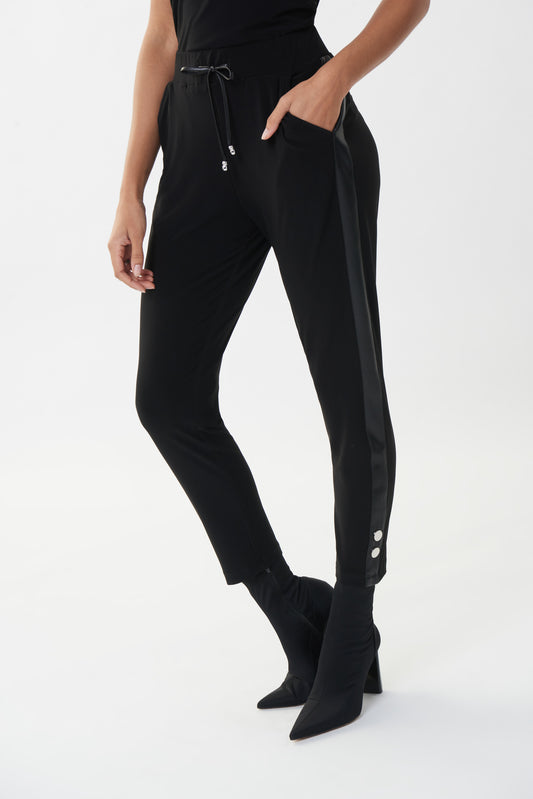 Pantalón negro franja ecopiel 223092