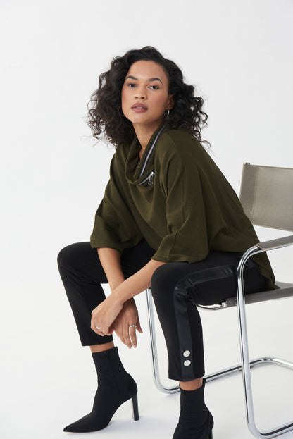 Pantalón negro franja ecopiel 223092