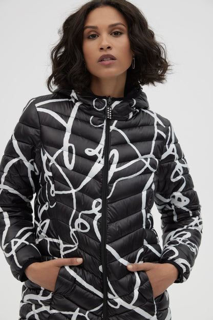 Chamarra acolchonada blanco con negro 223920