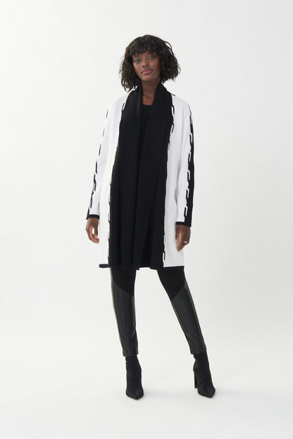 Sweater abierto blanco con negro 223944