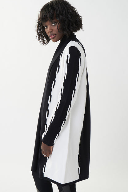 Sweater abierto blanco con negro 223944