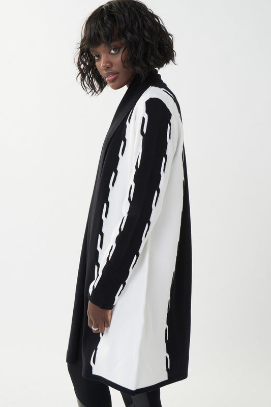 Sweater abierto blanco con negro 223944