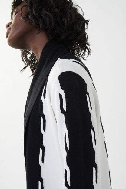 Sweater abierto blanco con negro 223944