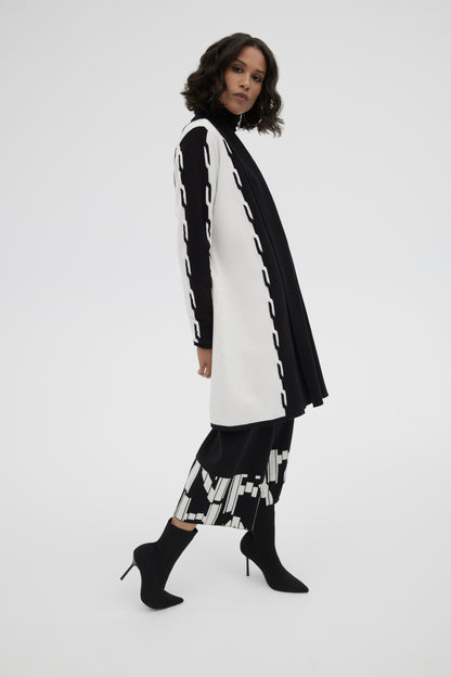 Sweater abierto blanco con negro 223944