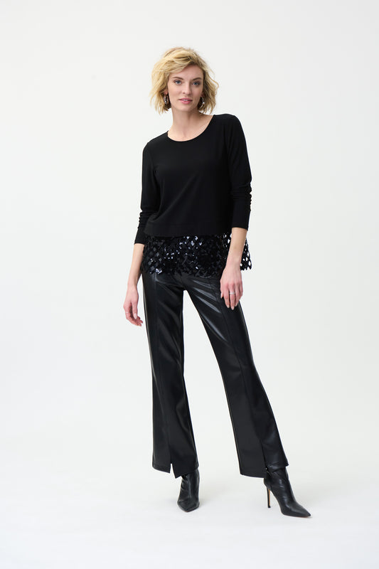 Blusa negra con lentejuelas 224023