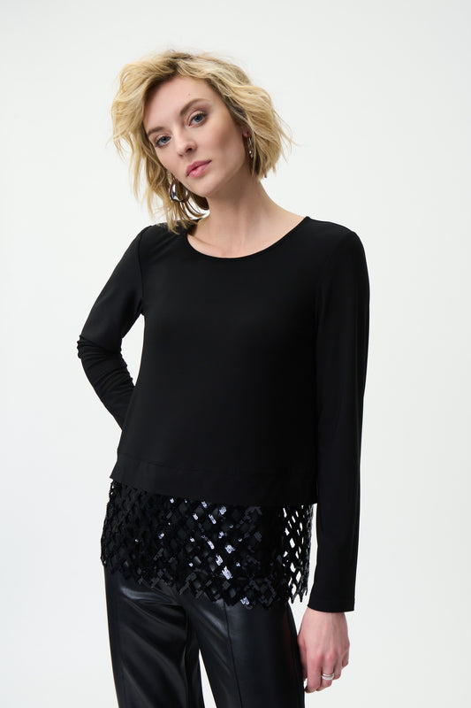 Blusa negra con lentejuelas 224023