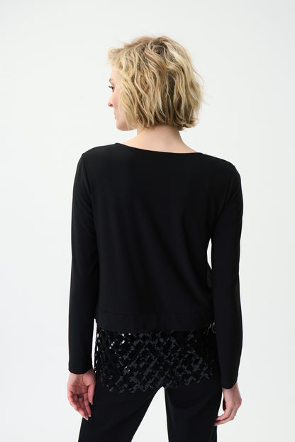 Blusa negra con lentejuelas 224023