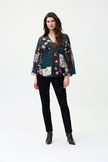 Blusa cuello "V" estampada 224053