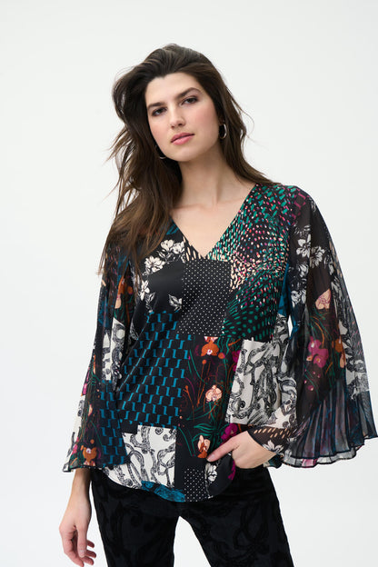 Blusa cuello "V" estampada 224053