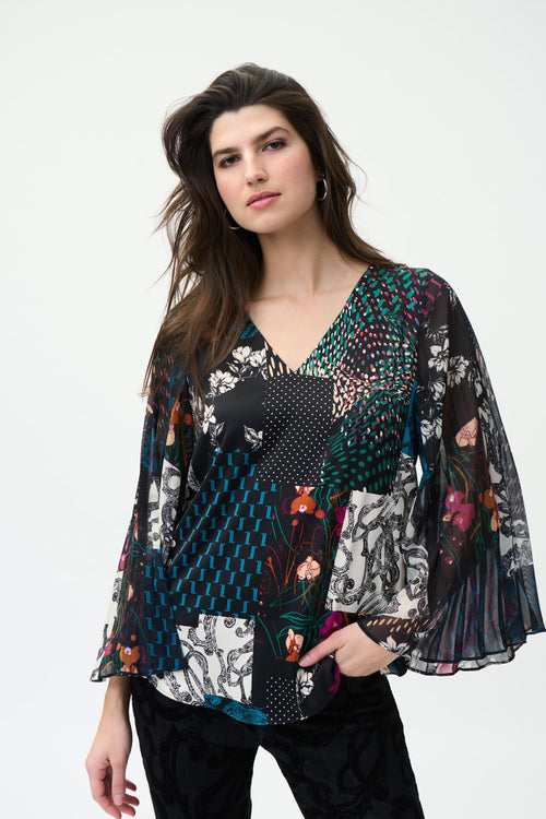 Blusa cuello "V" estampada 224053